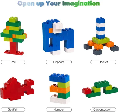 Vista 3 de Juego de ladrillos de construcción clásicos, 1546 piezas de bloques de construcción básicos con ruedas, STEM creativo compatible con todas