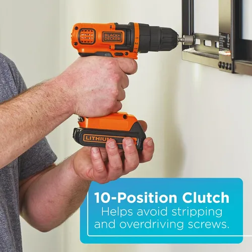 Vista 3 de BLACK+DECKER 20V MAX - Taladro inalámbrico y destornillador de impacto, kit de herramientas eléctricas con batería y cargador (BD2KITCDDI)