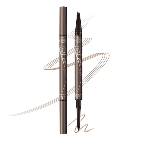 Vista 9 de Music Flower Pluma de cejas de microrelleno de doble extremo, lápiz líquido para cejas con 4 aplicadores de punta de cepillo micro y lápiz definidor