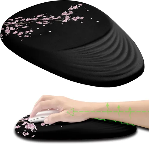 Vista 13 de Alfombrilla de mouse ergonómica con soporte de muñeca, alfombrilla de mouse blanca con reposamuñecas, toda la espuma viscoelástica y base