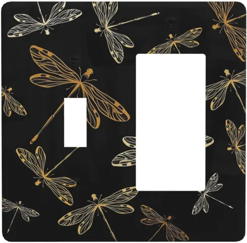 Vista 109 de Cubiertas de pared de lodge rústico retro con diseño de osos, ciervos y animales salvajes. Placas de pared dúplex simples para interruptor de luz.