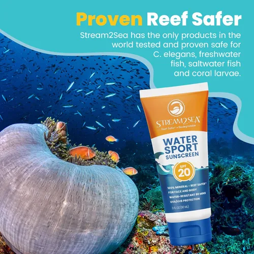 Vista 6 de STREAM 2 SEA Protector solar mineral SPF 20 biodegradable y seguro para arrecifes, 1 onza líquida, paquete de 3 unidades de tamaño de viaje, sin