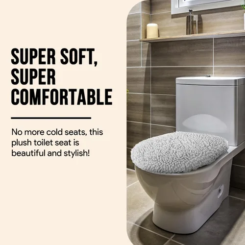 Vista 3 de Mayshine - Cubierta de microfibra tipo shaggy para la tapa del asiento del baño, estándar para baño