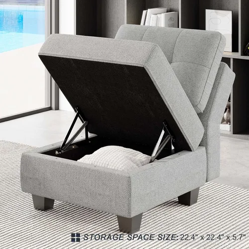 Vista 59 de Belffin Sofá modular modular con tumbonas dobles en forma de U, modular con asiento de almacenamiento, sofá modular con otomanas reversibles