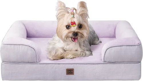 Vista 15 de EHEYCIGA – Cama ortopédica impermeable para perros pequeños, de espuma viscoelástica tipo caja de huevos, con bordes elevados y base antideslizante