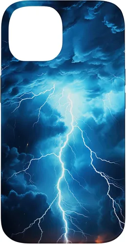 Vista 4 de Cool Blue Lightning Bolt Storm Wild Nature Sky Graphic Art Case for iPhone 17
