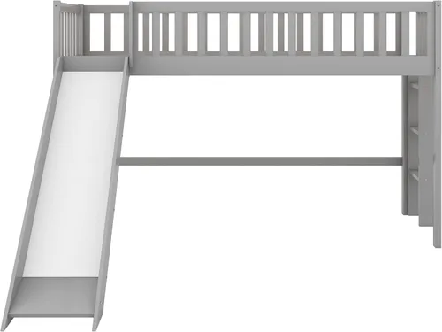 Vista 8 de Harper & Bright Designs Cama baja de tamaño individual con tobogán, cama baja de madera para niños, niñas, niños (gris)