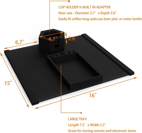 Vista 5 de Bandeja para portavasos de sofá, mesa de silicona antiderrames y antideslizante, bandeja para reposabrazos de sofá, soporte para taza para sofá