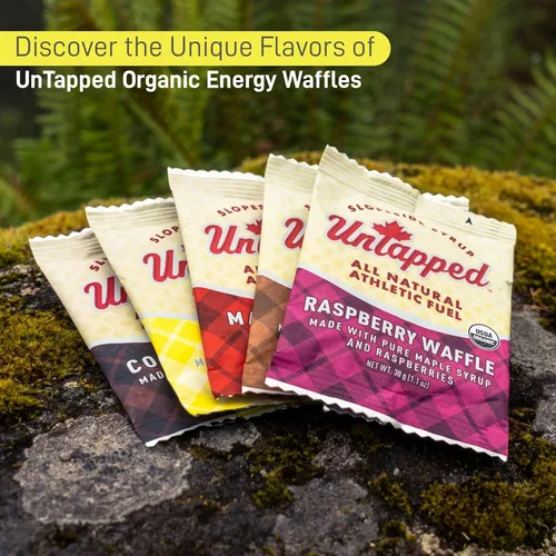 Vista 4 de UnTapped Waffles orgánicos de limón de 1.1 oz cada uno, caja de 16 – Snacks deportivos de resistencia endulzados con jarabe de arce real y limones