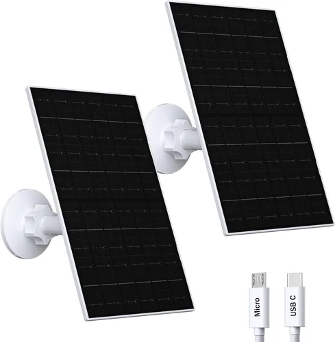 Vista 7 de Zivif Panel solar de 7 W compatible con EufyCam, cargador solar con puerto USB-C y micro USB para cámara de batería recargable de 5 V, impermeable