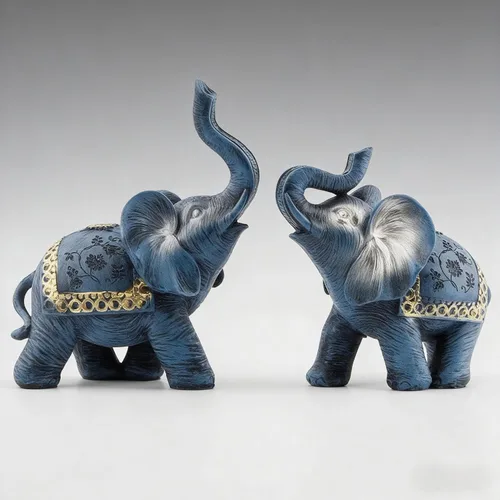 Figuras de elefantes tailandeses azules para parejas, estatuas