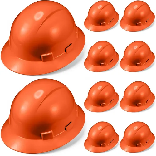 Vista 8 de 10 Pack Casco de ala completa, Casco de construcción blanco, Casco de seguridad HDPE con suspensión de trinquete ajustable de 6 puntos para hombres