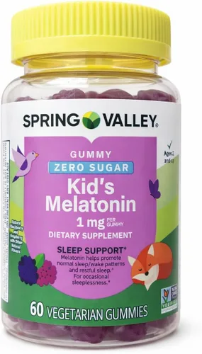 Spring Valley Gomitas vegetarianas de melatonina para niños, apoyo para dormir, 60 unidades + tu guía de vitaminas