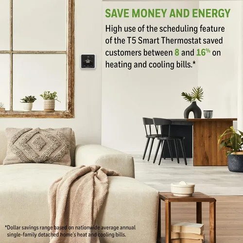 Vista 11 de Honeywell Home RTH8800WF2022, termostato inteligente WiFi T5, pantalla táctil programable de 7 días, listo para Alexa, tecnología de geofencing