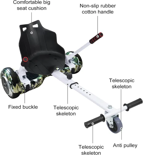Vista 6 de Patinete de equilibrio, scooter de equilibrio automático de dos ruedas, accesorio de asiento para aeropatineta, accesorio de kart para aeropatineta