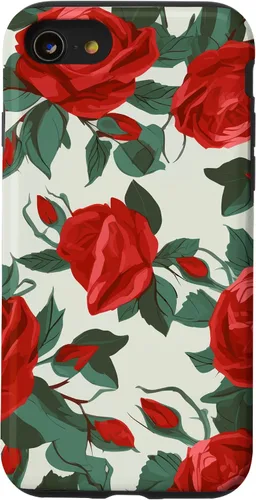 Vista 8 de iPhone 12 mini Rosas rojas sobre fondo blanco, botánico y arte floral
