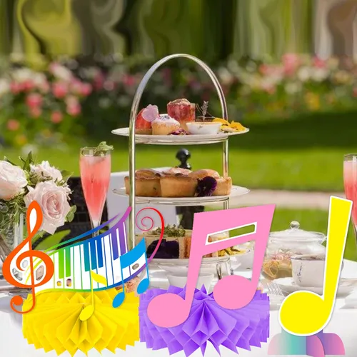 Vista 8 de C L cooper life Centros de mesa con temática de nido de abeja musical, decoración de fiesta de cumpleaños musical, 11 piezas de centro de mesa