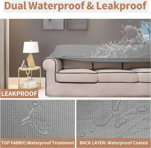 Vista 3 de Easy-Going - Funda de sofá 100% impermeabilidad doble, diseño jacquard elástico, protector de muebles a prueba de fugas para niños, mascotas, perros