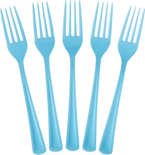 Vista 14 de Exquisite Tenedores de Plástico Verde Esmeralda 50 Piezas Tenedores Verdes Utensilios Desechables Juego de Cubiertos de Plástico Resistente