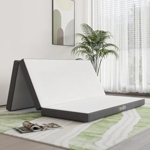 Vista 9 de Novilla Colchón plegable, colchón triple de espuma cómoda de tamaño individual con funda de diseño de nube, colchón plegable de 4 pulgadas