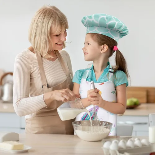 Vista 7 de Kids Apron Set with Pocket Adjustable Strap Baby Toddler Bib Apron