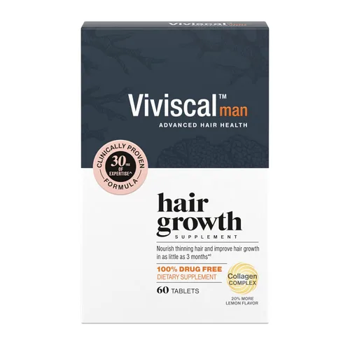 Viviscal Suplementos para el crecimiento del cabello de hombres para cabello más grueso y con más volumen, complejo de colágeno clínicamente