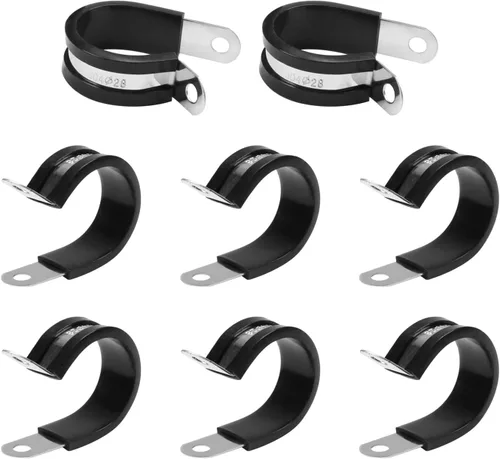 Vista 8 de MroMax Abrazadera de cable de 0.236 in de diámetro EDPM Abrazadera aislada acolchada de goma 304 Abrazadera de tubería de acero inoxidable 0.24 "R