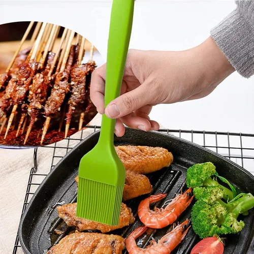 Vista 4 de Cepillo de silicona para repostería, cepillo para hornear para parrilla, salsa de barbacoa, adobo, carne, glaseado, cepillo de aceite, resistente al