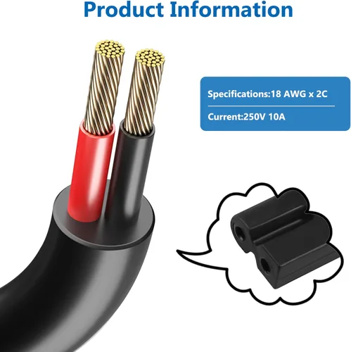 Vista 5 de Cable de alimentación para máquina de coser de 9.8 pies, cable de alimentación de 2 clavijas compatible con Brother, Singer, Bernina, Baby-Lock