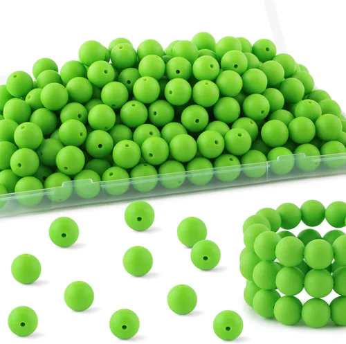 Vista 52 de 160Pcs 12mm de abalorios de silicona para hacer llaveros, pulseras, collares, abalorios redondos de silicona a granel para bolígrafos (negro)