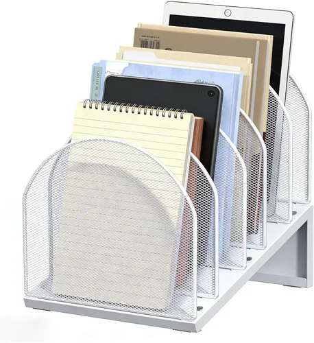 Vista 17 de gianotter Desktop File Organizer, Desk Organizer with 5 Compartments, Paper Organizer for Desk, Workspace Organizers for Office Supplies