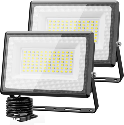Olafus Paquete de 2 luces LED de 90 W para exteriores, 9000 lm superbrillantes, luces de trabajo LED enchufables, 6500 K IP66 impermeable para
