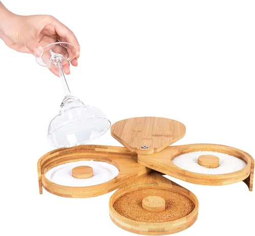 Vista 4 de Jillmo Margarita - Juego de rimmer de sal de bambú con 3 lazos para copas de cóctel, accesorios para bar de fiesta (esponja no incluida)