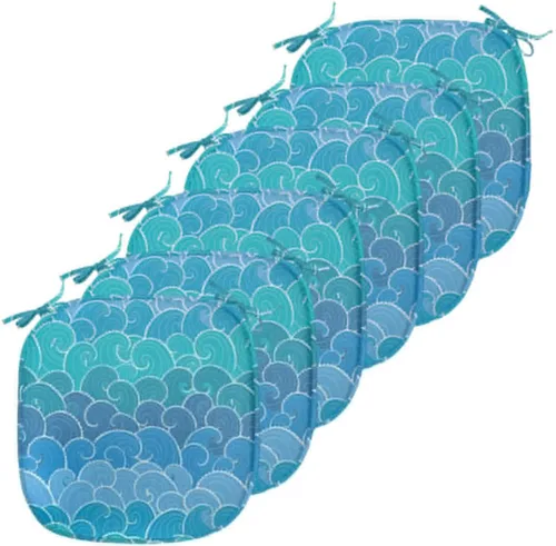 Vista 173 de Lunarable Juego de 4 cojines de asiento para silla, diseño de pétalos de flores de iris florecientes, arte de forma desgastada, acolchado de asiento