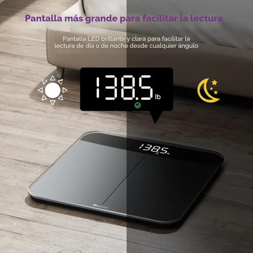 Vista 3 de Ovutek Báscula digital de baño, báscula de peso de 450 libras, más precisa hasta 0.05 libras, báscula de pesaje automática para peso corporal, bebé