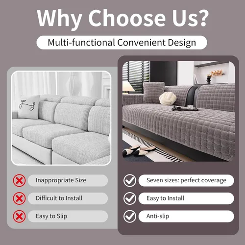 Vista 4 de Funda de terciopelo para sofá seccional, lavable, funda antideslizante para sofá reclinable en forma de L de 3 plazas, fundas protectoras de muebles
