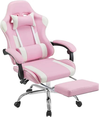 Vista 8 de DUMOS Silla de juegos con reposabrazos de conexión, sillas de videojuegos con cojín de resorte de bolsillo, silla ergonómica para computadora