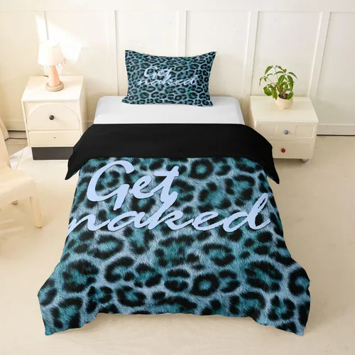 Vista 14 de Feelyou Leopard Print Lips Duvet Cover Twin Size Cheetah Print Bedding Set for Boys Girls Kissing Lips Comforter Cover Bedroom Decor 2Pcs