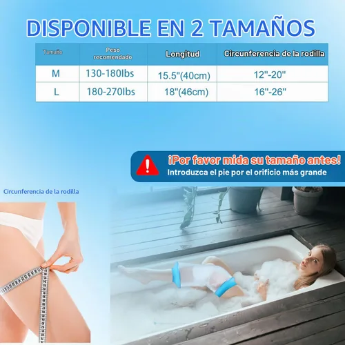 Vista 5 de Funda impermeable para rodilla, bolsa de fundición hermética, reutilizable, protector de ducha para cirugía de reemplazo de rodilla, heridas
