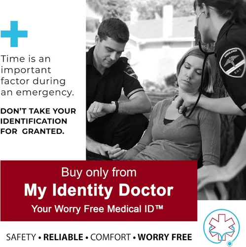 Vista 6 de Medical Bracelet With Free Engraving Stainless Steel and Identification Card Curb Chain Alert Made In USA