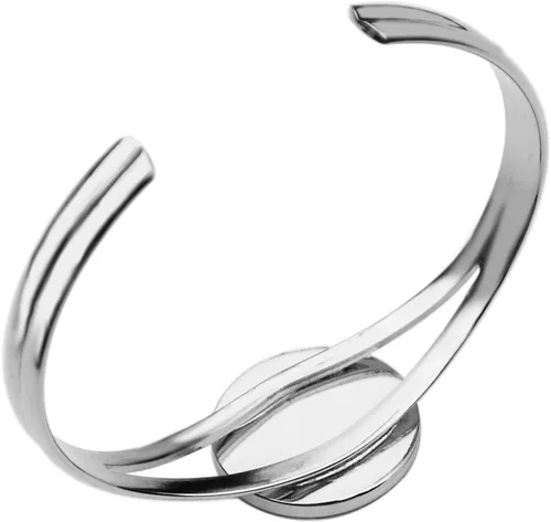 Vista 4 de 1994 Italy 20 Lire BU Uncirculated Coin Silver Plated Cuff Bracelet - Oak Branch