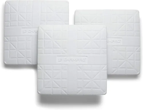 Vista 2 de Juego de 3 bases ancladas en el suelo de goma moldeada estilo Pro de Champro para béisbol y sóftbol, blanco, 15 x 3 pulgadas