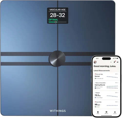 WITHINGS Body Comp - Báscula para peso corporal y análisis corporal completo, Wi-Fi y Bluetooth, báscula digital con función Baby, grasa visceral
