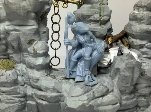 Vista 2 de Lizardfolk, Masculino - RPG - Calabozos y Dragones - DND - Pathfinder - Señor del Anillo - Figura miniatura (gris/sin pintar)