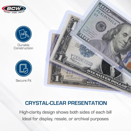 Vista 4 de BCW - Contenedor de carga superior para billetes regulares, transparente, para 25 piezas