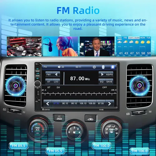 Vista 5 de NHOPEEW Estéreo Bluetooth de doble DIN para automóvil, radio de coche con pantalla táctil HD de 7 pulgadas, enlace de espejo, música Bluetooth