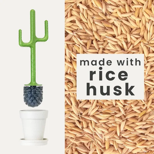 Vista 6 de Vigar Juego de cepillos de inodoro de cactus, cepillo y soporte con mango en forma de cactus, base de maceta y platillo para baño, artículos