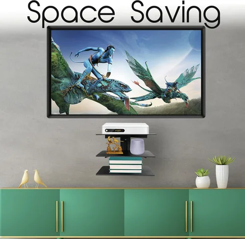 Vista 5 de FEBTECH - Estantes centrales de entretenimiento de pared - Estante para proyector - Estantes flotantes para TV, reproductores de DVD, consolas