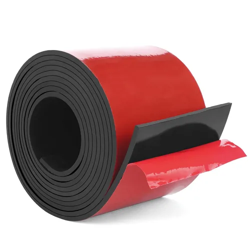 Vista 9 de WochiTV Tiras de Goma Sólida Adhesivas, 1/2" de Ancho x 1/16" de Grosor x 180" de Largo, Rollos de Goma de Neopreno Negro Autoadhesivos, Perfectos