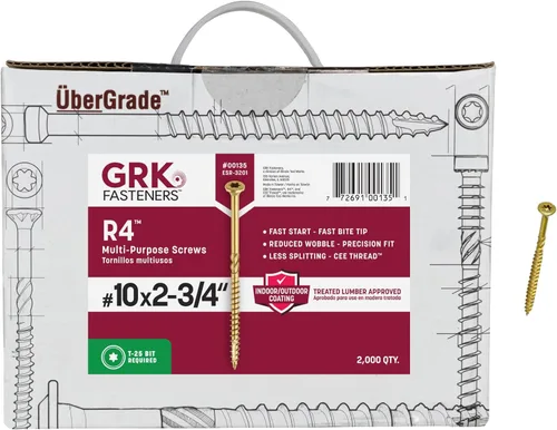 Vista 13 de GRK Fasteners R4 # 10 x 2 pulgadas, tornillos de marco multiusos, 3200 piezas, revestimiento Climatek resistente a la corrosión, vallas y tornillos